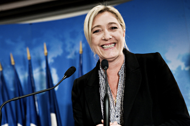 Marine Le Pen au colloque du club Idees Nation, le 29 septembre 2011, a Paris.